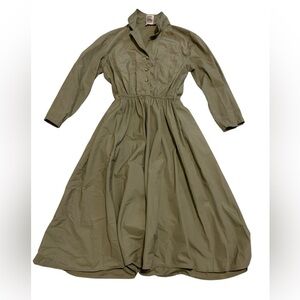 Vtg RAOUL Safari Utility Shirt Dress with Belt - Olive Green - Maxi- Soze 14